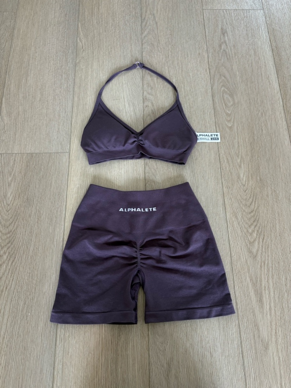 Alphalete Purple Amplify Sports Bra & Shorts Set